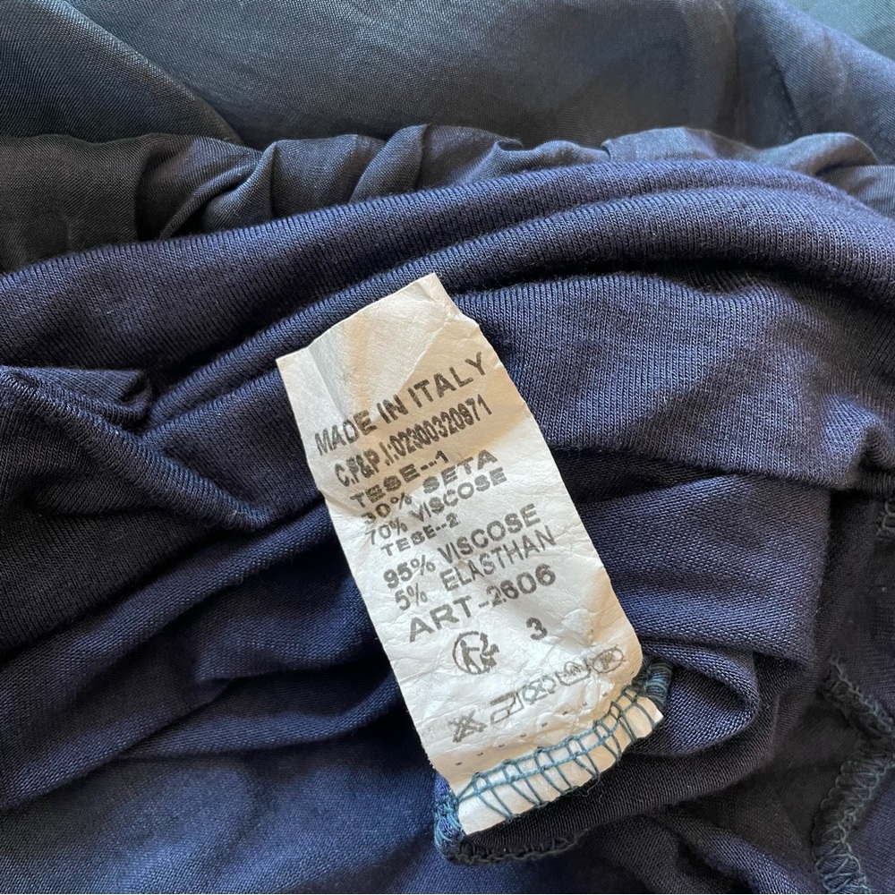 Womens Turquoise Navy Silk Blouse Top - Picture 15 of 16